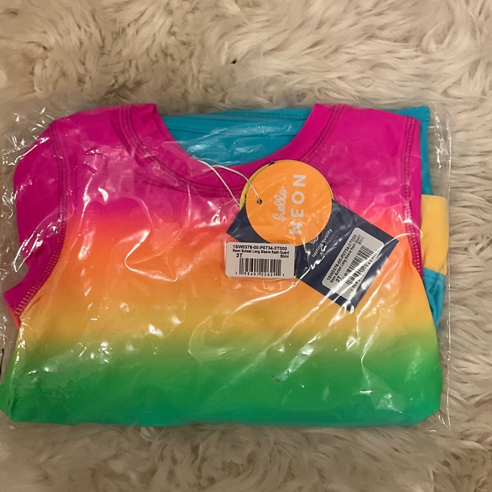 NIP Rufflebutts neon two piece Rashguard - Picture 1 of 1